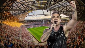 Der Sportpark ist Austragungsort von Konzerten wie von Robbie Williams (oben) oder Fußballspielen