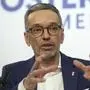 The leader of Austria's Freedom Party FPOe, Herbert Kickl, addresses a news conference in Vienna, Austria, Wednesday, Feb. 12, 2025. (AP Photo/Heinz-Peter Bader)