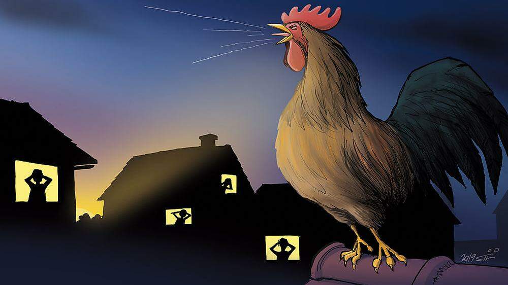 Es schont die Nerven der Nachbarn, wenn man Hahn und Hühner nachts in einem Stall einsperrt...