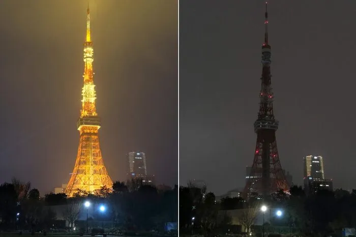 Rund um den Globus gingen jeweils um 20.30 Uhr Ortszeit für eine Stunde die Lichter aus. Erstmals fand die Aktion 2007 in Sydney statt. Hier im Bild der Tokio Tower.
