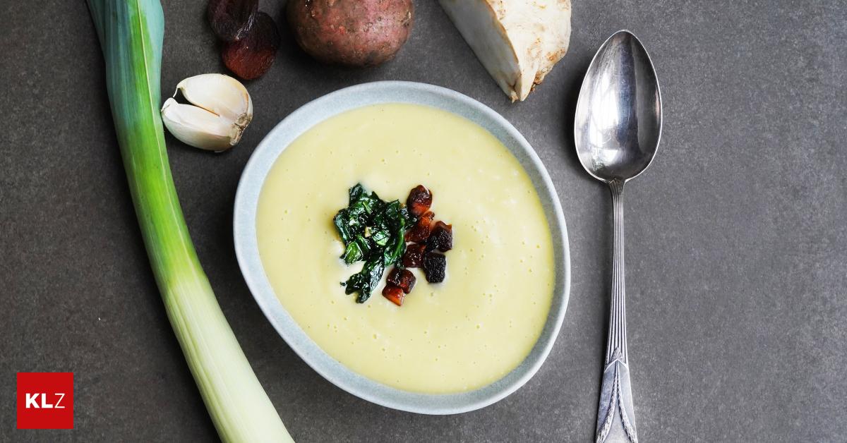 Rezepttipp: Gemüseschaumsuppe mit geschmortem Spinat