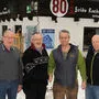 Alpenvereins-Hüttenwart Kurt Kabusch, Willi Staudacher mit Nachfolger Thomas Krabath und Alpenvereinsobmann Hans Jury