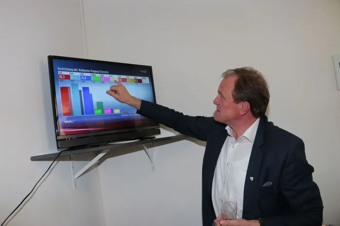 Landtagsabgeordneter Erwin Dirnberger analysierte sofort die erste Hochrechnung.