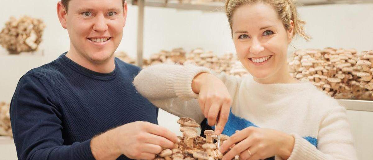 Daniela Hirt und Philipp Schröck züchten auf ihrem Hof in Dienersdorf Shiitake-Pilze, vor allem für die Gastronomie und Hotellerie