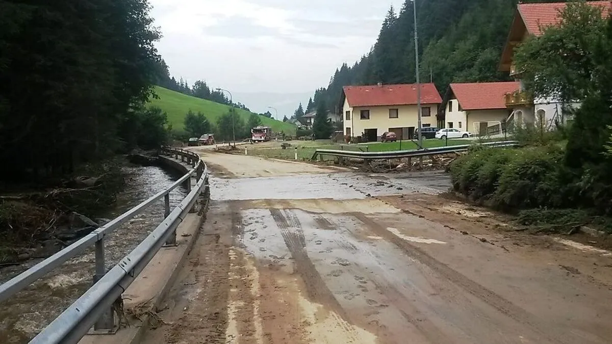 Foto des letzten Hochwasserereignisses auf Höhe Frasswirt im Jahr 2015 