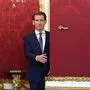 ÖVP-Chef Sebastian Kurz nach seinem Gespräch mit dem Bundespräsidenten in der Hofburg.