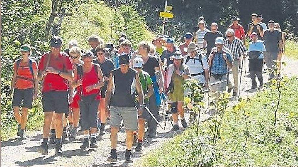 Die Pilgergruppe des Brucker Pfarrverbandes auf ihrer zweitägigen Wanderschaft nach Mariazell	