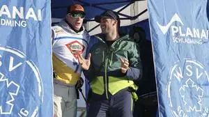 SCHLADMING,AUSTRIA,27.JAN.25 - ALPINE SKIING - FIS World Cup, men, preview, side event, Steirer Ski Charity Race. Image shows Albert Fortell and Ferdiand Seebacher.
Photo: GEPA pictures/ Wolfgang Grebien