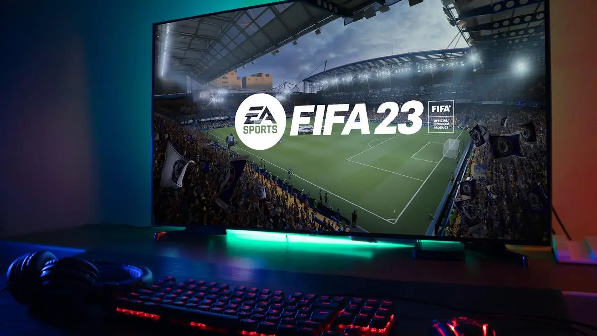Curitiba, Paraná, Brazil - September 2, 2022: FIFA 23 game on the PC. FIFA 23 is an online multiplayer video game developed by EA Sports. Selective focus