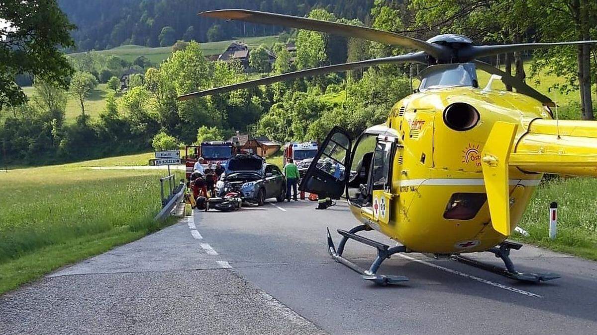 Der Schwerverletzte wurde mit dem C 11 ins UKH Klagenfurt geflogen