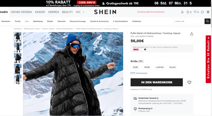 Die Shein-Homepage lockt täglich mit neuen Teilen. Motto: bestellen, anziehen, fotografieren, posten - und weg damit. 