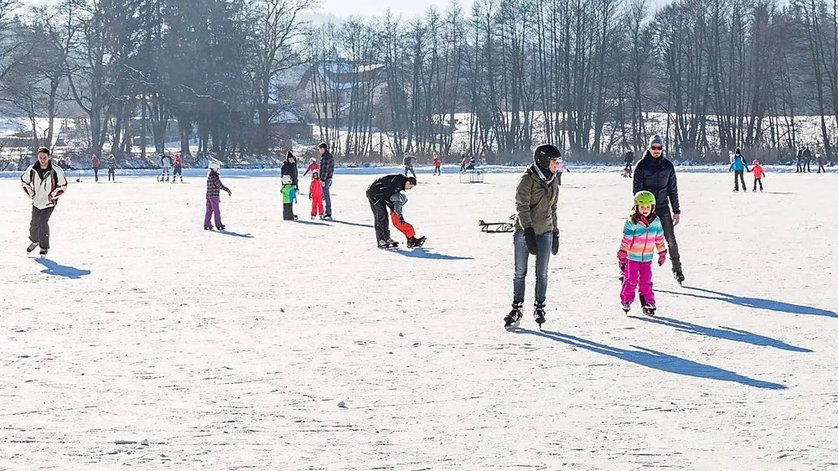 Flatschacher See ist zum Eislaufen freigegeben 