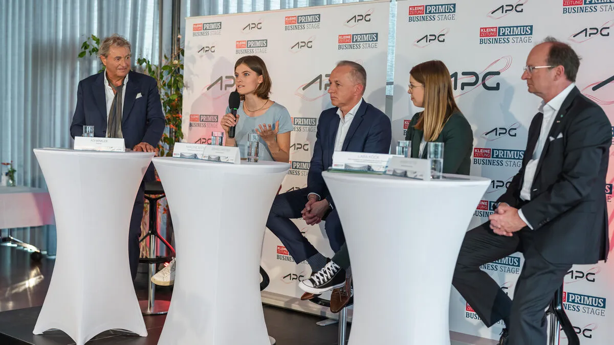 Primus Business Stage mit: Adi Winkler, Marlene Seidel, Gerhard Christiner, Lara Köck, Herbert Ritter
