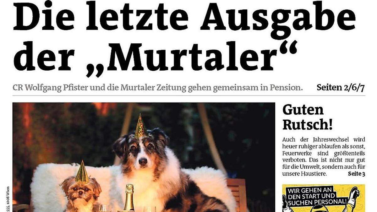 Seit 1. Jänner ist die legendäre &quot;Murtaler Zeitung&quot; Geschichte