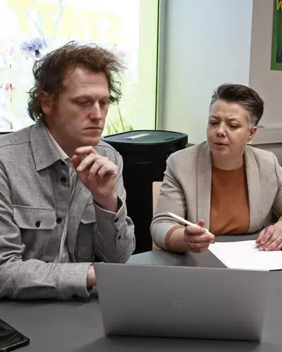 Olga Voglauer und Stefan Samonig, Spitzenkandidat für die Wahlen in Klagenfurt