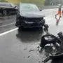Beschädigter Pkw | Auto kam auf A 10 ins Schleudern