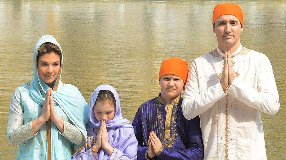 Justin Trudeau mit seiner Familie in Indien 