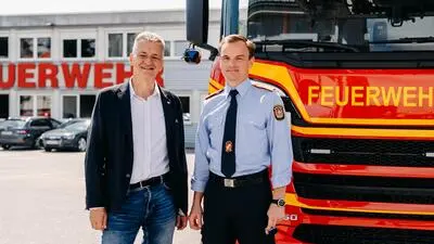 Stadtrat Manfred Eber (KPÖ) und Branddirektor Gernot Ranftl