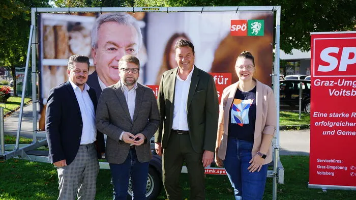 Landtagsabgeordneter Udo Hebesberger, SPÖ-Klubobmann Hannes Schwarz, Bürgermeister Jochen Bocksruker und Vizebürgermeisterin Christiane Holler-Wind