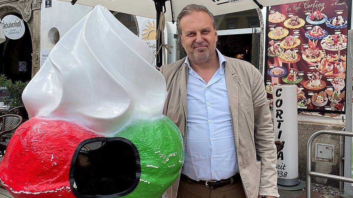 Giancarlo Martini, Chef des Eissalons Cortina am Hauptplatz in Leoben