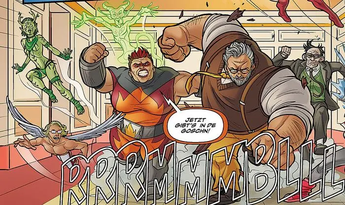 Lady Heumarkt, die Dame in der Mitte, war früher Wrestlerin