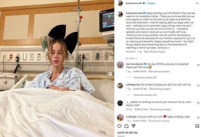Kate Beckinsale im Krankenbett
