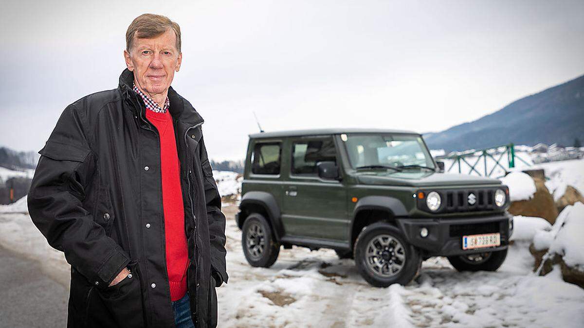 Walter Röhrl mit dem kleinen Spaßmacher Suzuki Jimny