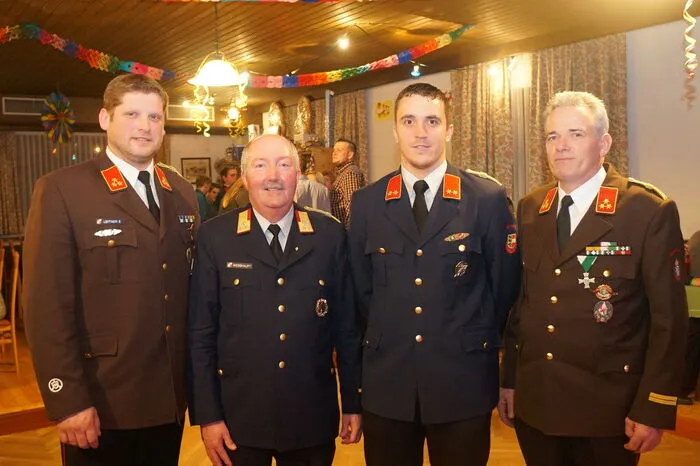 von links: Ewald Leitner (Kdt. FF Obdach), Bezirkskommandant Wolfgang Weißhaupt, Franz Berger (Kdt. FF Schiefling), Franz Hutter (Kdt. FF Gussendorf)