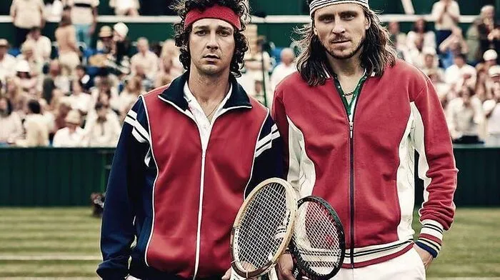  Shia LaBeouf und Sverrir Gudnason als John McEnroe und Björn Borg