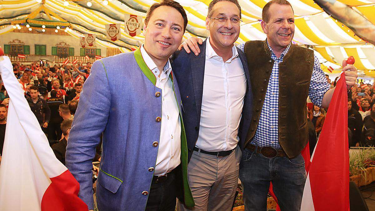 Haimbuchner, Strache und Vilimsky am Linzer Urfahraner Markt 