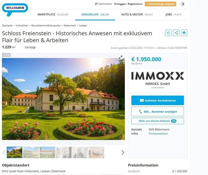 Auch dieses Anwesen ist auf Willhaben zu kaufen