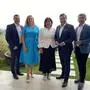 Deutsch Goritz‘ Bürgermeister David Tischler, Unternehmerin Silvia Reindl, Nationalratsabgeordnete und Spitzenkandidatin Agnes Totter mit VP-Landespitzenkandidat Kurt Egger und VP-Bezirksparteiobmann Franz Fartek (v.l.)