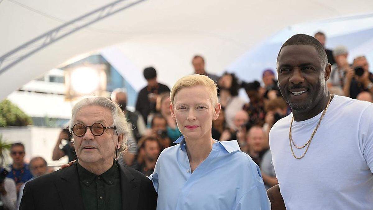 Wie die Orgelpfeifen: George Miller, Tilda Swinton und Idris Elba in Cannes