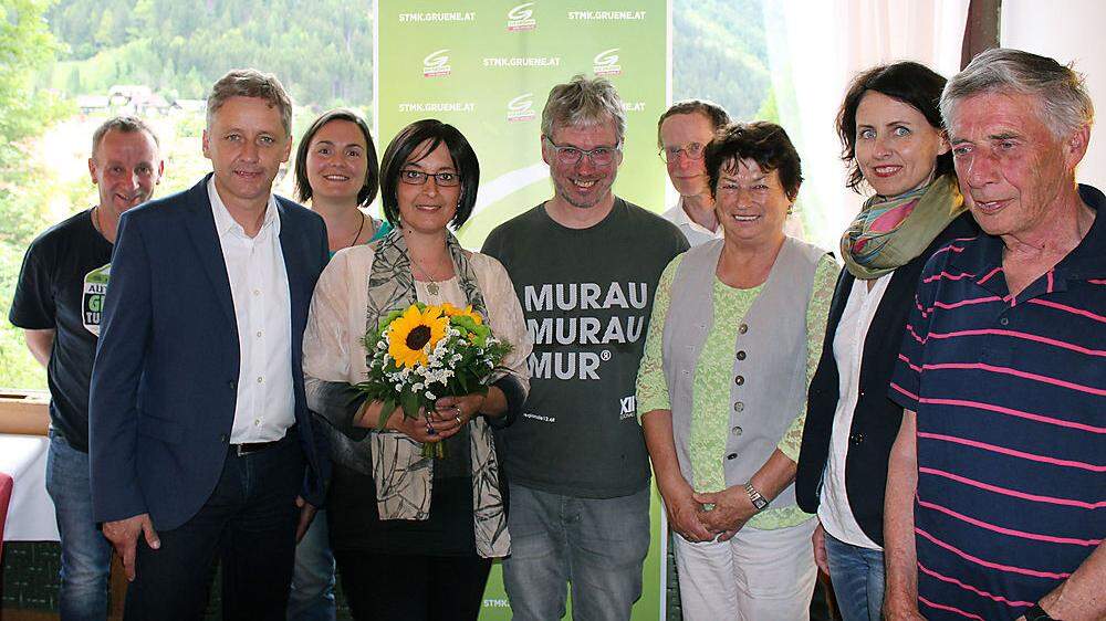 Die Murauer Grün-Spitze mit ihren Mitstreitern und Landessprecher Lambert Schönleitner