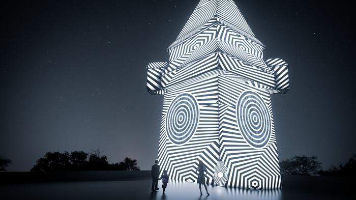 Das Künstlerduo MO:YA nimmt sich für seine Projektionen den Uhrturm vor