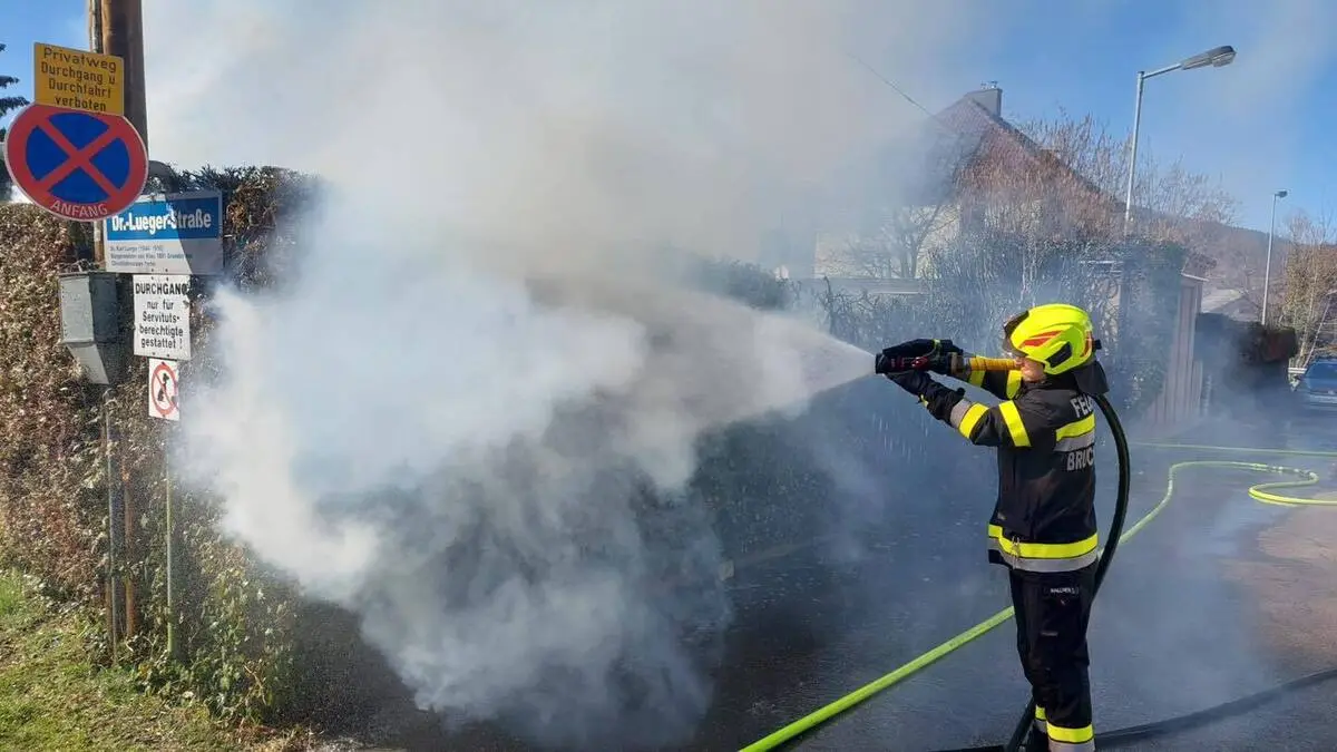 Die Feuerwehr löschte die Hecke