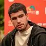 March 19, 2025, Miami, Florida, USA: Carlos Alcaraz ESP speaks to the media at a round table discussion at the 2025 Miami Open presented by Itau at Hard Rock Stadium. Miami USA - ZUMAw109 20250319_fap_w109_002 Copyright: xDebbyxWongx