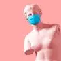 3D Model Aphrodite With Medical Mask On Pink Background
