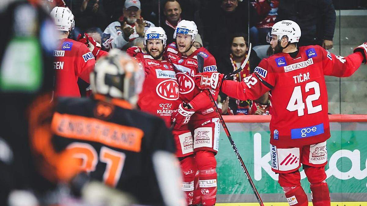 Der KAC jubelte nach dem 3:1 gegen Graz