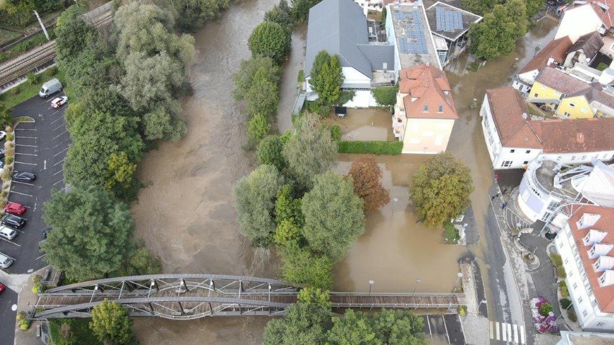 Die Kapfenberger Innenstadt war am Sonntag teilweise geflutet