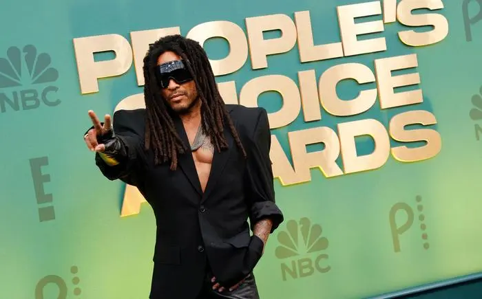US singer-songwriter Lenny Kravitz arrives for the 2024 People's Choice awards at the Barker Hangar in Santa Monica, California, February 18, 2024. (Photo by Michael TRAN / AFP)