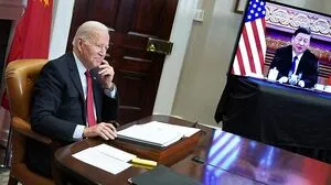 Xi Jinping  und US-Präsident Joe Biden bei ihrem ersten virtuellen Gipfel 