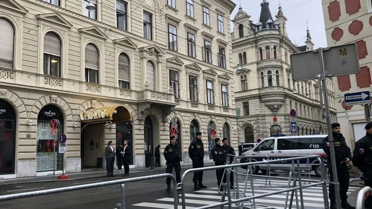 Das abgesperrte Grazer Stadtzentrum