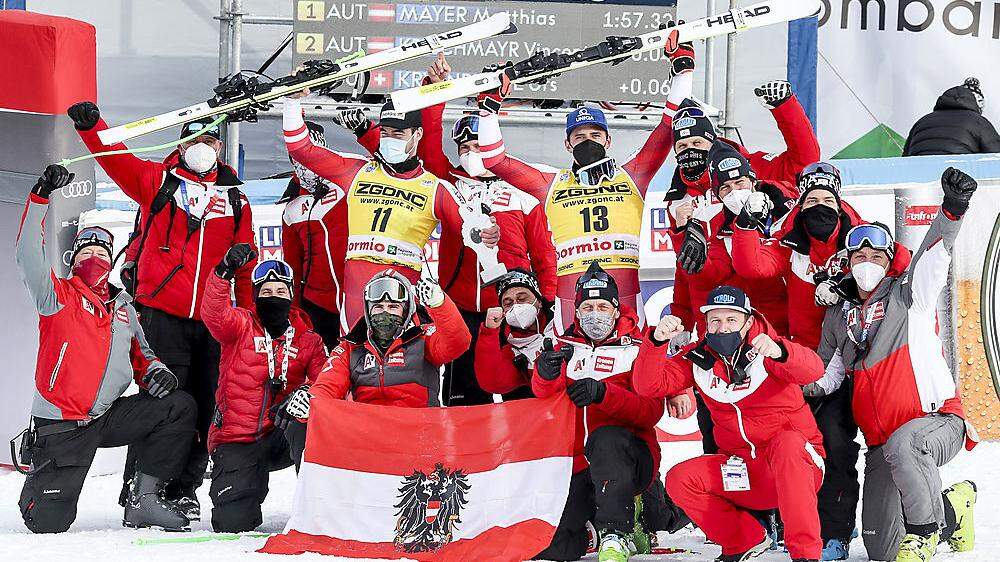 Österreichs Team jubelte vor einem Jahr in Bormio über einen Doppelsieg - darauf hofft man auch heuer 