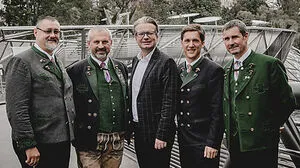 Klaus Neuper, Franz Frosch,  Franz Steinegger und Gerald Loitzl mit Kulturlandesrat Christopher Drexler 