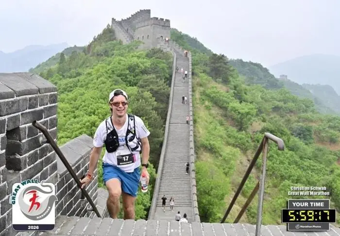 Christian Schwab beim Marathon auf der Chinesischen Mauer