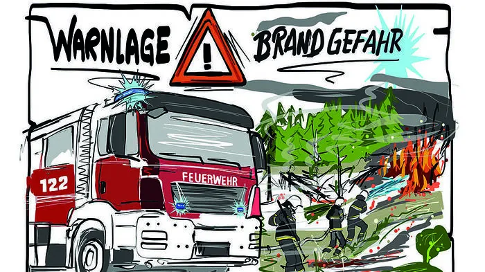 Auch die Feuerwehr warnt mit diesen Sujets vor der Waldbrandgefahr