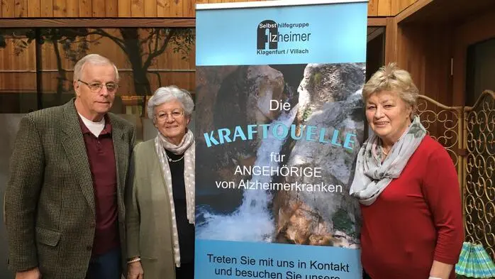 Hannelore Pacher (rechts im Bild) engagiert sich in der Selbsthilfegruppe Demenz und Alzheimer Klagenfurt. Auch Reinhard und Annemarie Lackner sind Mitglieder