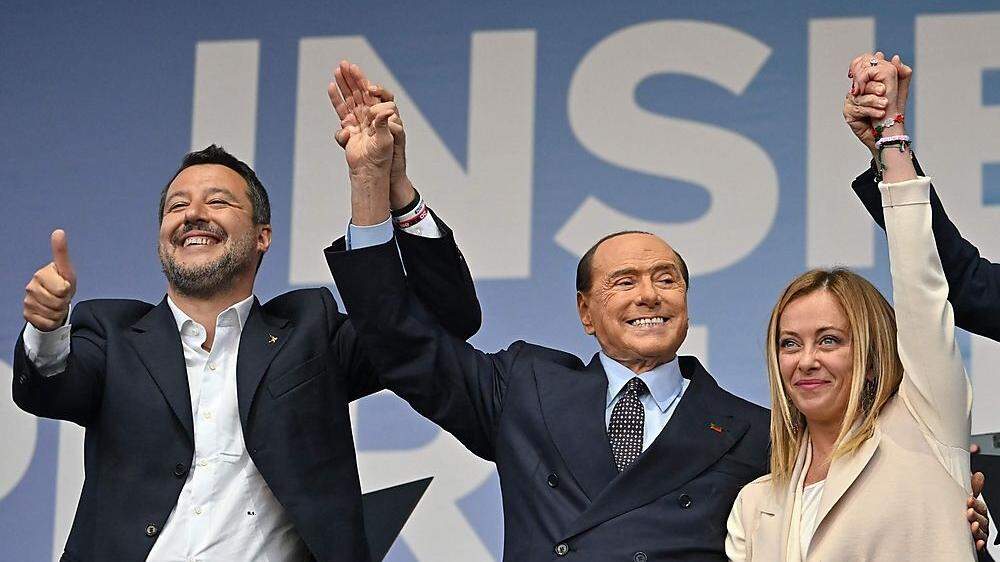 Lega-Chef Matteo Salvini, Forza Italia-Chef Silvio Berlusconi und Giorgia Meloni