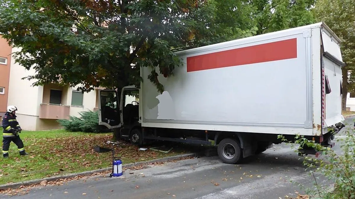 Der Lkw-Fahrer erlitt am Steuer einen Herzinfarkt und fuhr gegen einen Baum